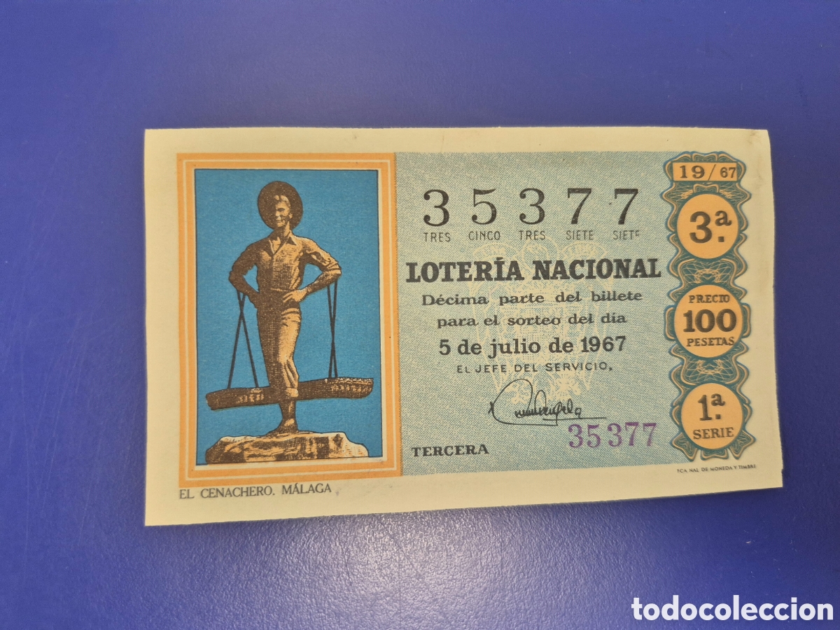 Loter&iacute;a nacional: LOTERIA NACIONAL SORTEO 19 DE 1967 SERIE 1
