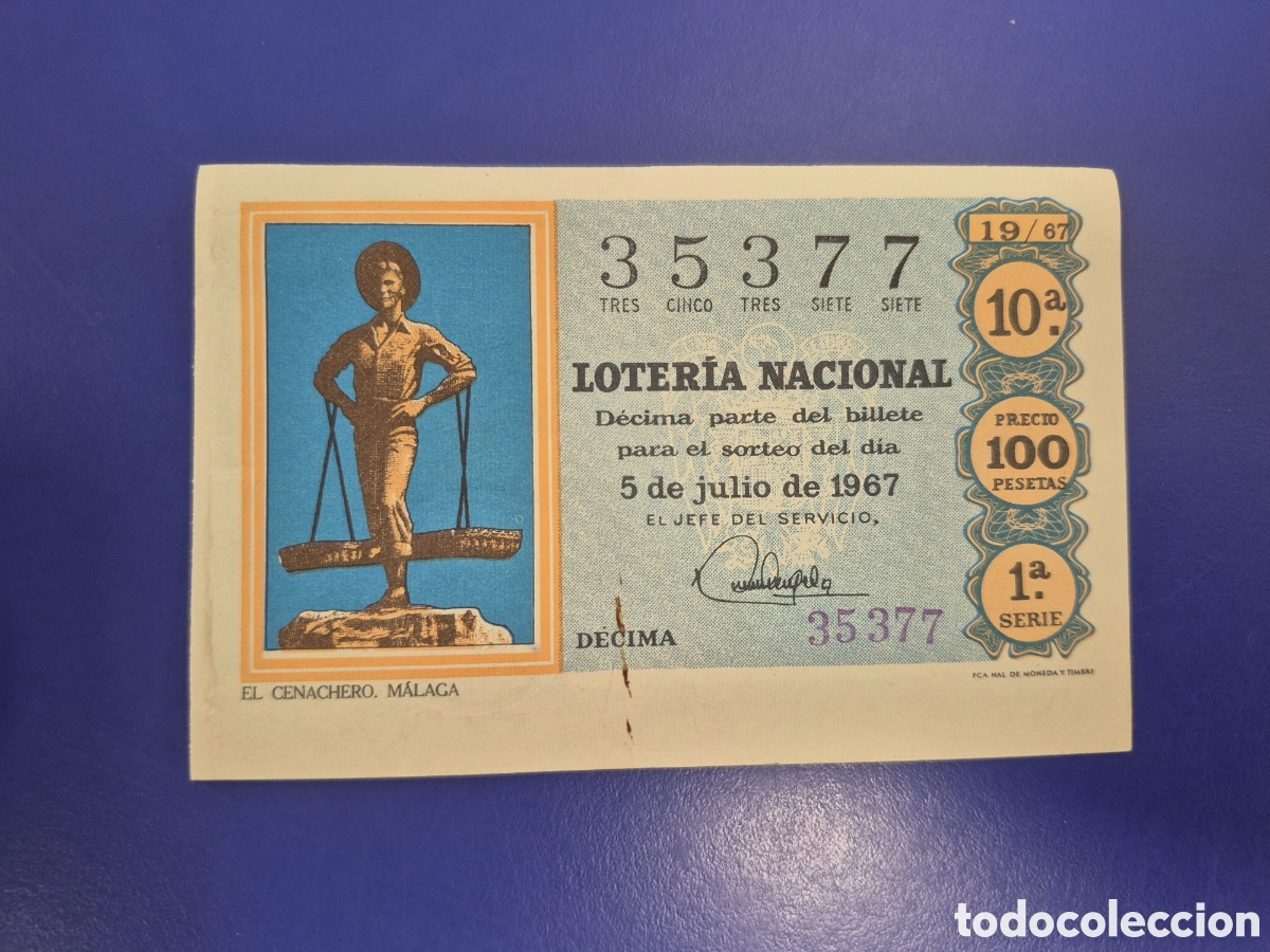 Loter&iacute;a nacional: LOTERIA NACIONAL SORTEO 19 DE 1967 SERIE 1