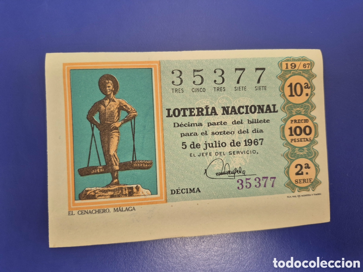 Loter&iacute;a nacional: LOTERIA NACIONAL SORTEO 19 DE 1967 SERIE 2