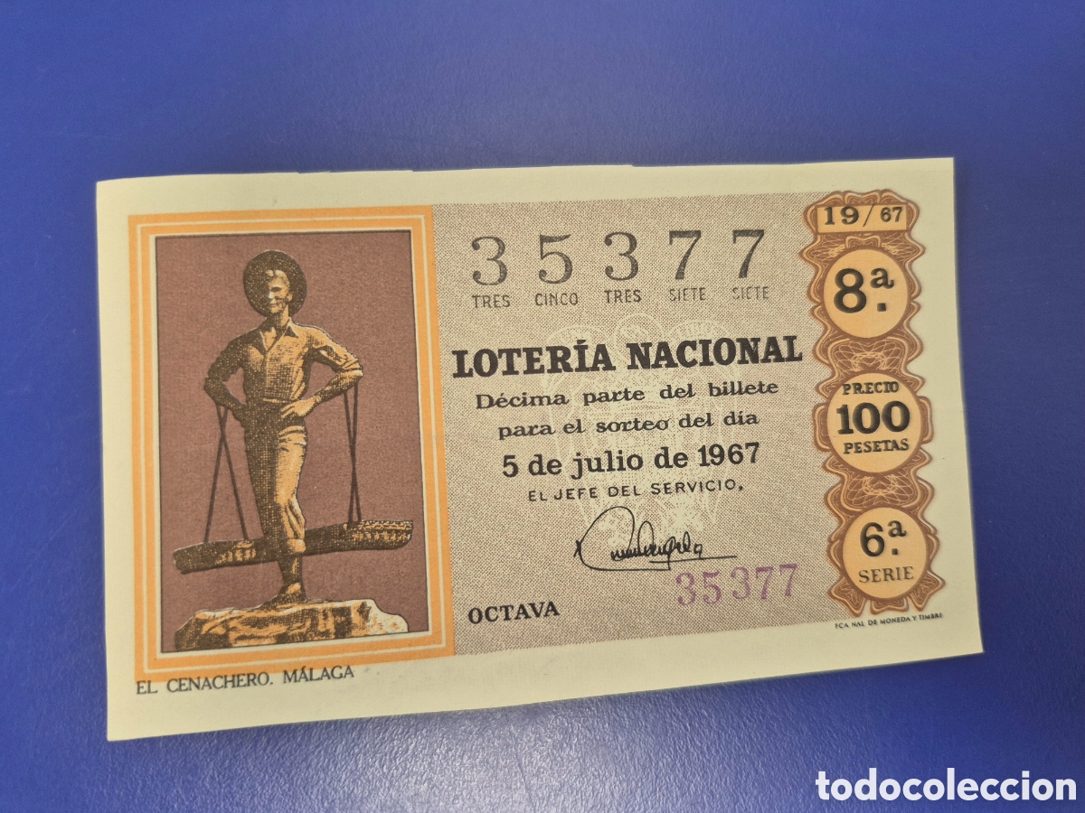 Loter&iacute;a nacional: LOTERIA NACIONAL SORTEO 19 DE 1967 SERIE 6