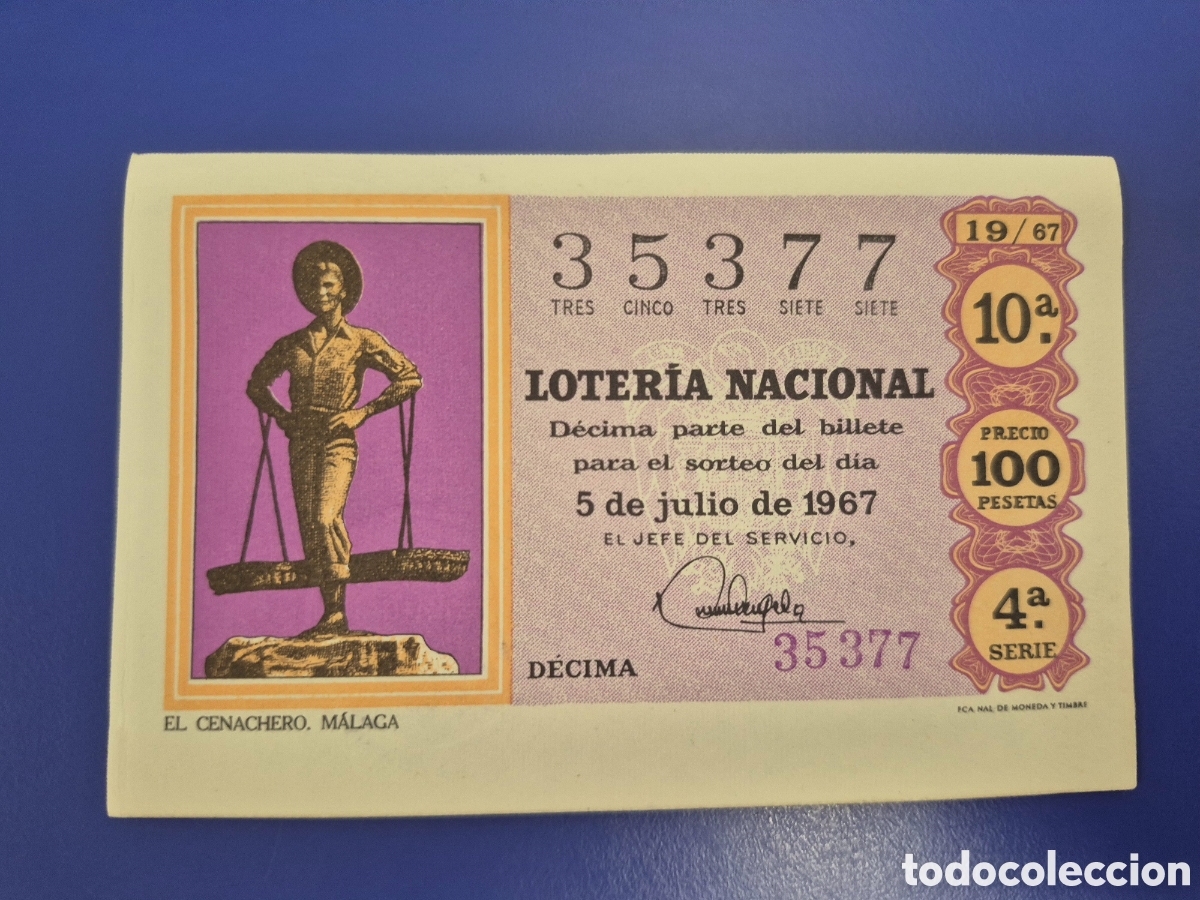 Loter&iacute;a nacional: LOTERIA NACIONAL SORTEO 19 DE 1967 SERIE 4