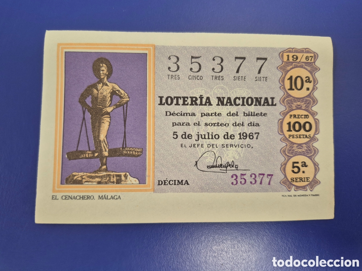 Loter&iacute;a nacional: LOTERIA NACIONAL SORTEO 19 DE 1967 SERIE 5