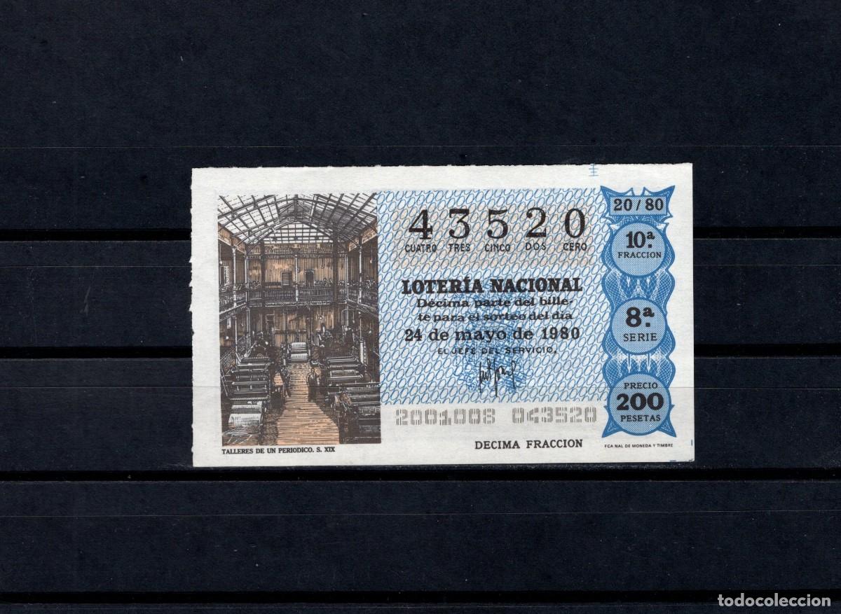 Loter&iacute;a nacional: L. Nacional 24 Mayo 1980.Talleres de un Peri&oacute;dico. N&ordm; 53520. Admon 11. Madrid. Desaparecida.