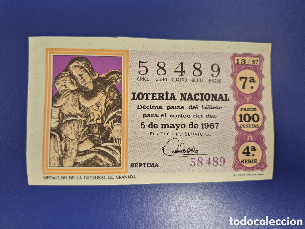 Loter&iacute;a nacional: LOTERIA NACIONAL SORTEO 13 DE 1967 SERIE 4