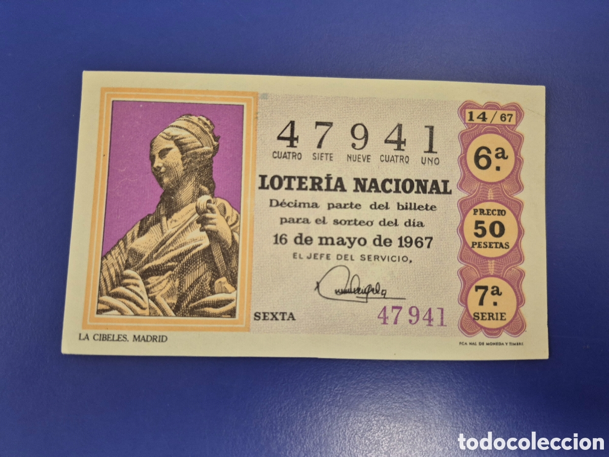 Loter&iacute;a nacional: LOTERIA NACIONAL SORTEO 14 DE 1967 SERIE 7