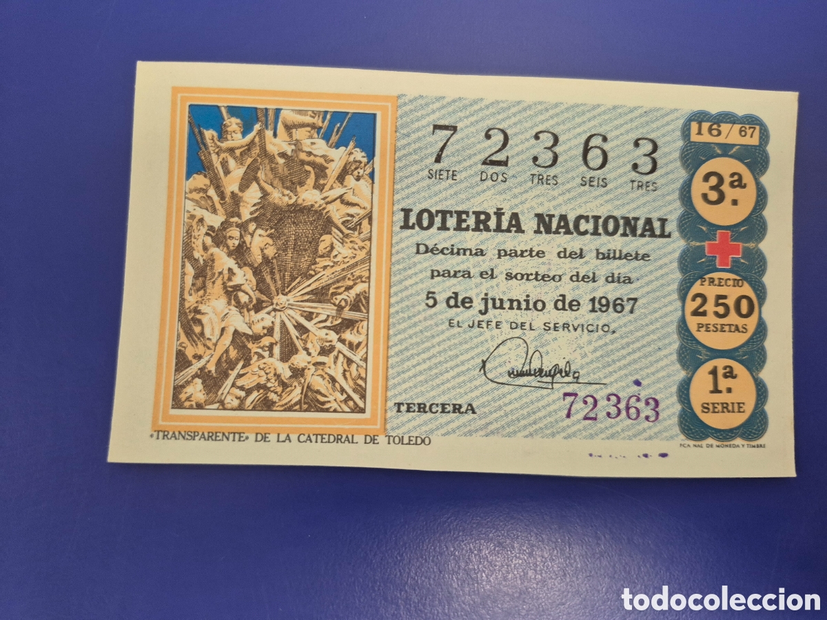 Loter&iacute;a nacional: LOTERIA NACIONAL SORTEO 16 DE 1967 CRUZ ROJA SERIE 1