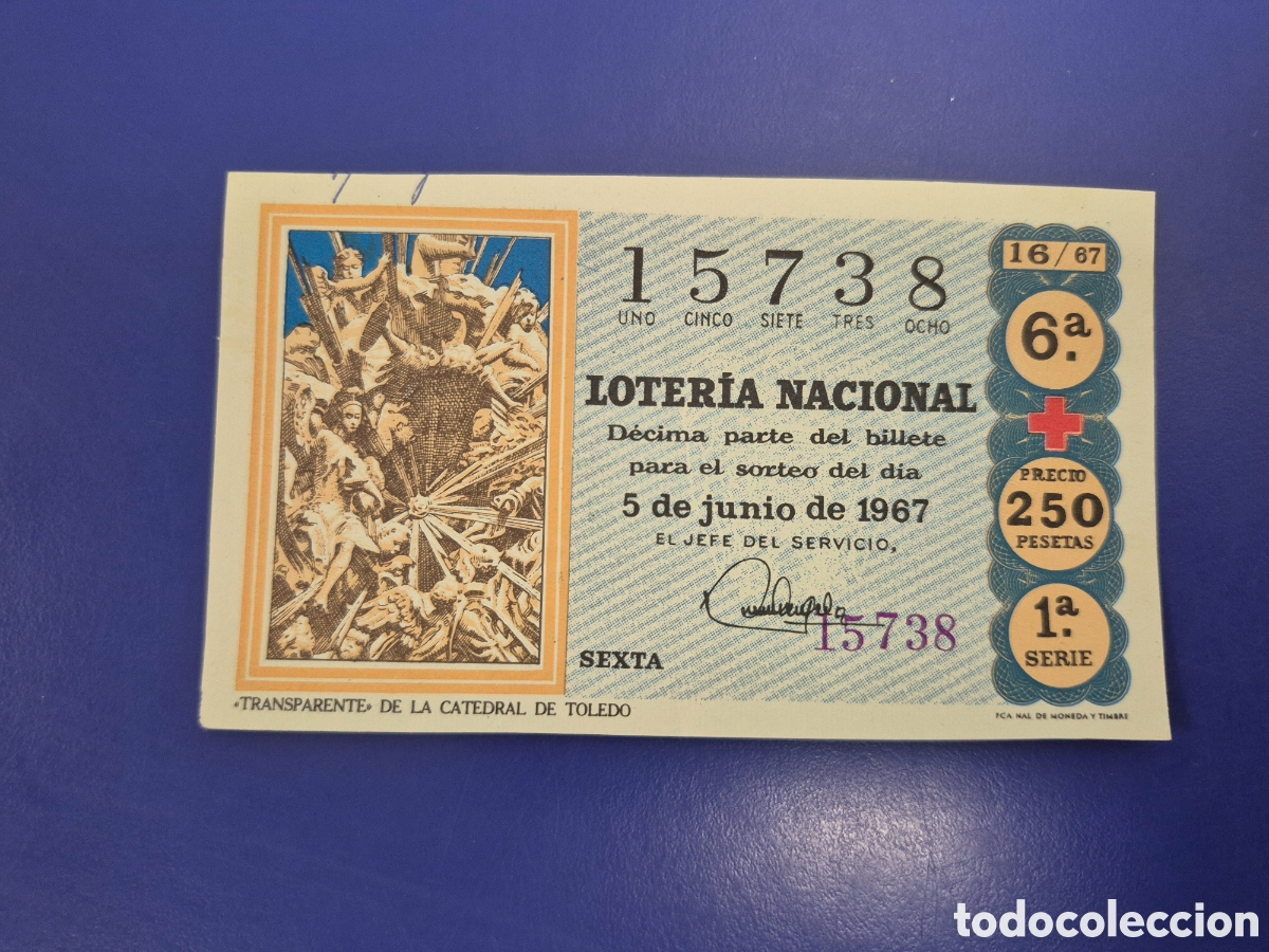 Loter&iacute;a nacional: LOTERIA NACIONAL SORTEO 16 DE 1967 CRUZ ROJA SERIE 1