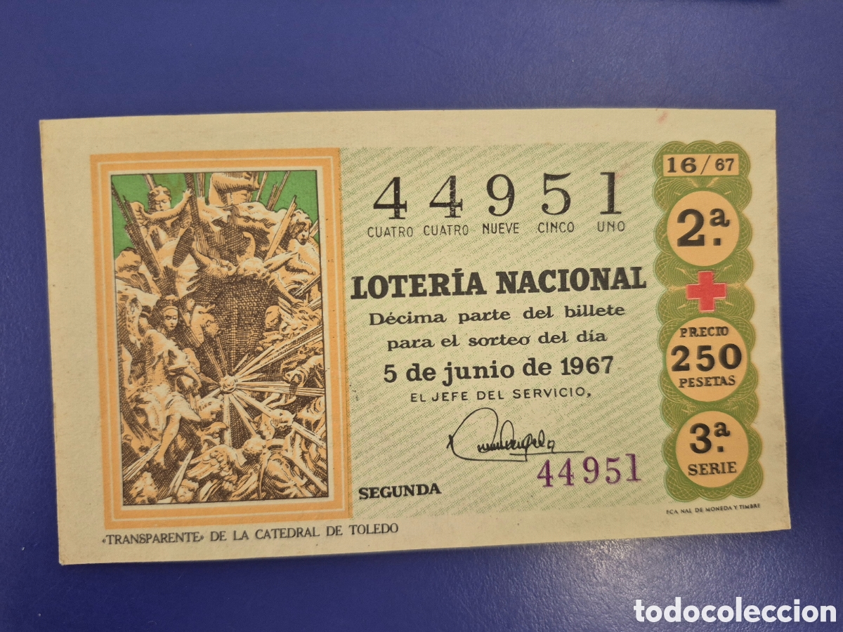 Loter&iacute;a nacional: LOTERIA NACIONAL SORTEO 16 DE 1967 CRUZ ROJA SERIE 3