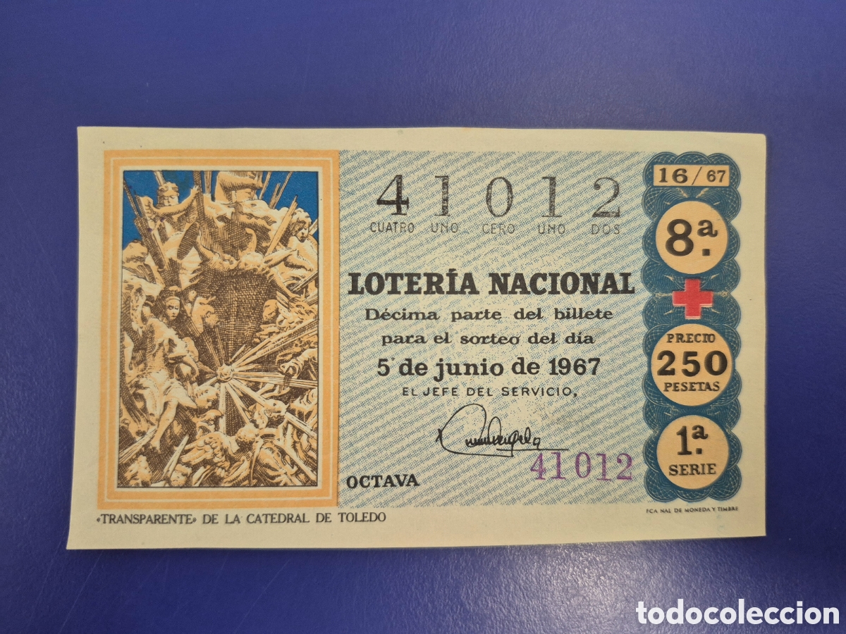 Loter&iacute;a nacional: LOTERIA NACIONAL SORTEO 16 DE 1967 CRUZ ROJA SERIE 1
