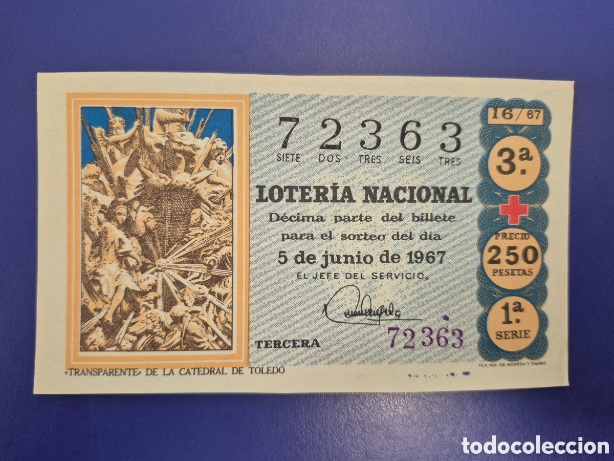 Loter&iacute;a nacional: LOTERIA NACIONAL SORTEO 16 DE 1967 CRUZ ROJA SERIE 1