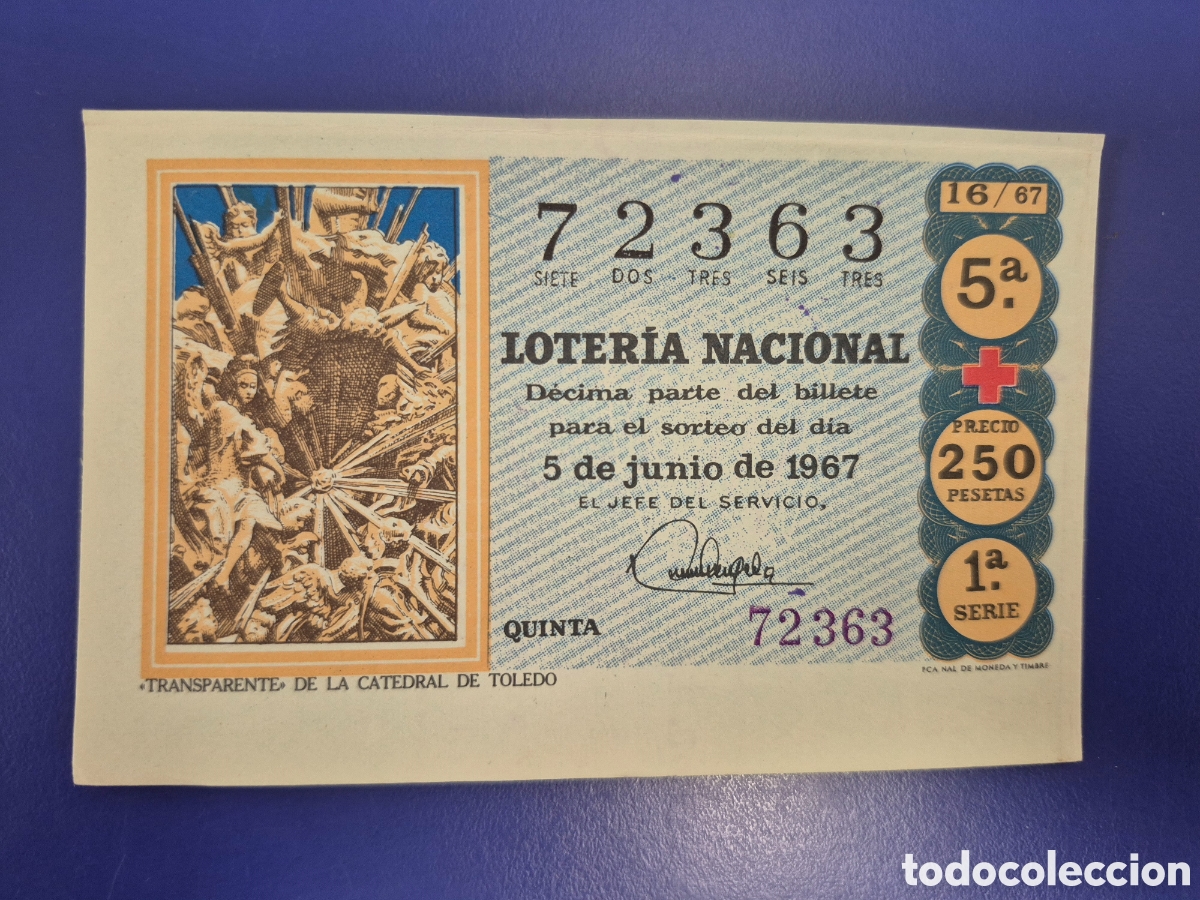 Loter&iacute;a nacional: LOTERIA NACIONAL SORTEO 16 DE 1967 CRUZ ROJA SERIE 1