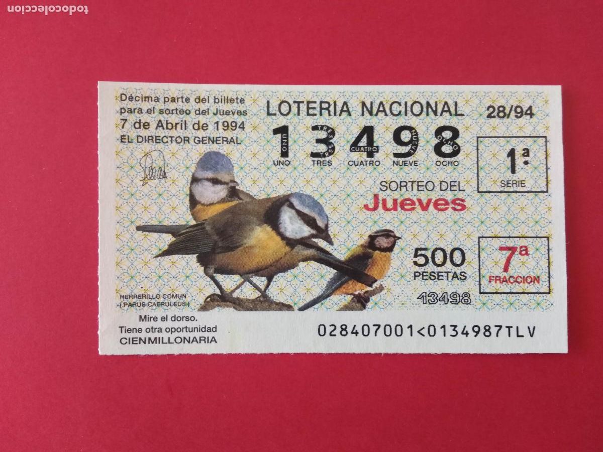 Loter&iacute;a nacional: DECIMO DE LOTERIA NACIONAL A&Ntilde;O 1994 SORTEO N&ordm; 28 HERRERILLO COMUN