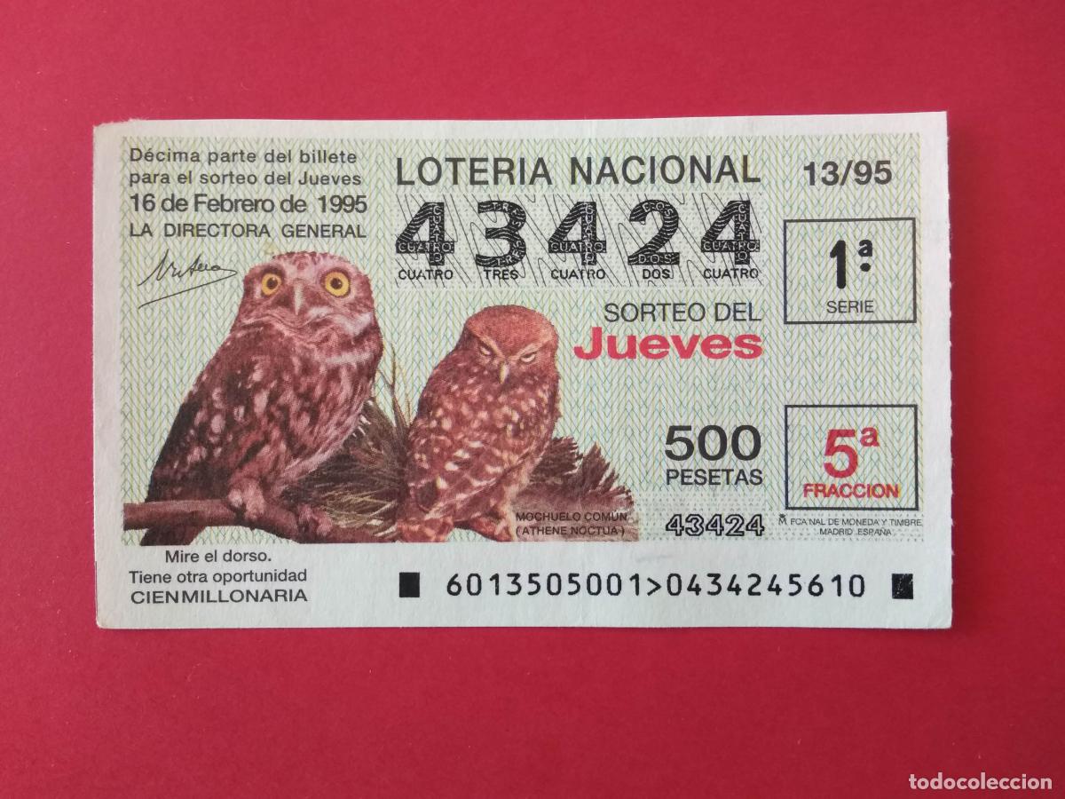 Loter&iacute;a nacional: DECIMO DE LOTERIA NACIONAL A&Ntilde;O 1995 SORTEO N&ordm; 13 MOCHUELO COMUN
