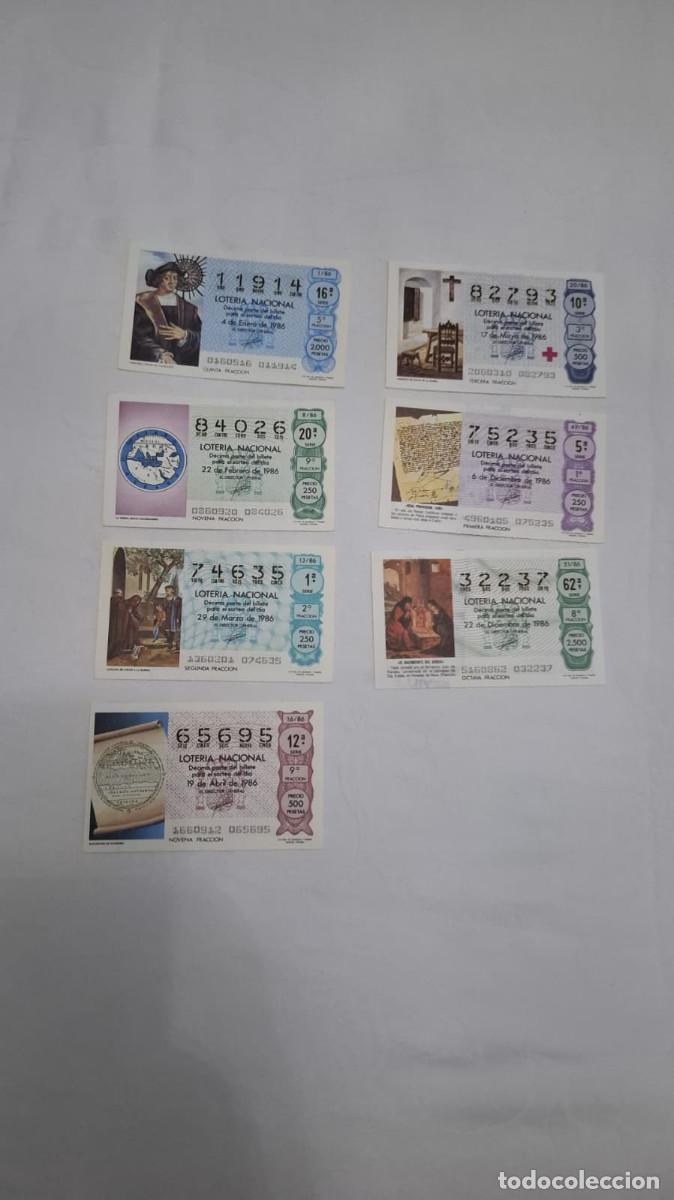 Loter&iacute;a nacional: Siete billetes de loter&iacute;a del a&ntilde;o 1986