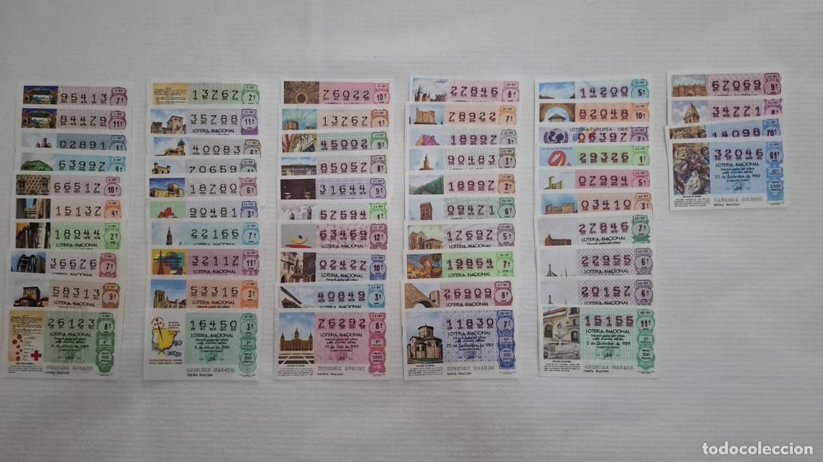 Loter&iacute;a nacional: Cincuenta y cuatro billetes de loter&iacute;a del a&ntilde;o 1989