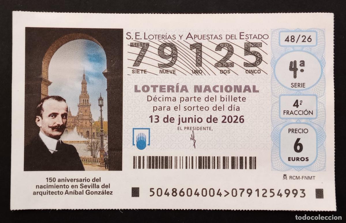 Loter&iacute;a nacional: D&Eacute;CIMO DE LOTER&Iacute;A - 13-JUNIO-2026 - 150 ANIVERSARIO NACIMIENTO ARQUITECTO ANIBAL GONZ&Aacute;LEZ