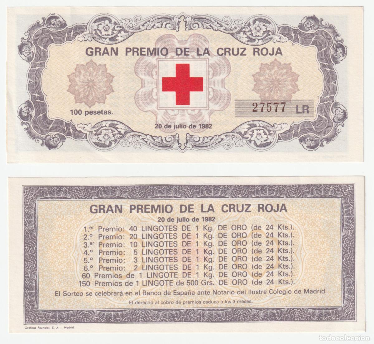Loter&iacute;a nacional: Gran Premio de la Cruz Roja 1982. Sorteo del Oro.
