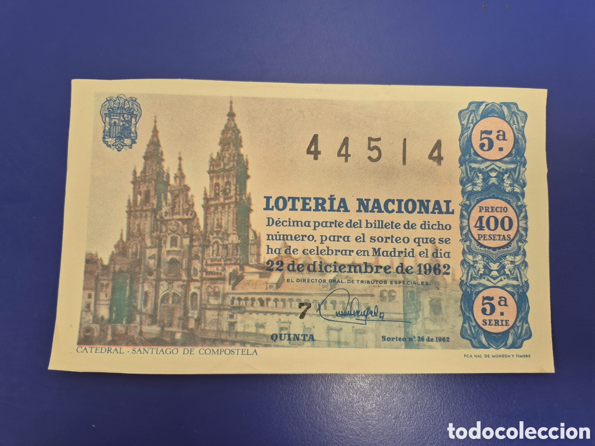 Loter&iacute;a nacional: LOTERIA NACIONAL SORTEO 36 DE 1962 NAVIDAD SERIE 5