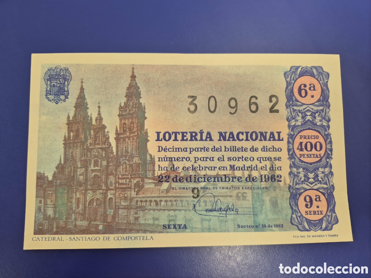 Loter&iacute;a nacional: LOTERIA NACIONAL SORTEO 36 DE 1962 NAVIDAD SERIE 9