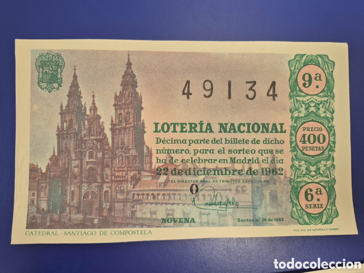 Loter&iacute;a nacional: LOTERIA NACIONAL SORTEO 36 DE 1962 NAVIDAD SERIE 6