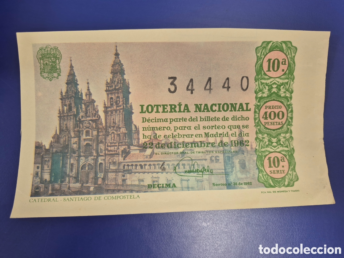 Loter&iacute;a nacional: LOTERIA NACIONAL SORTEO 36 DE 1962 NAVIDAD SERIE 10