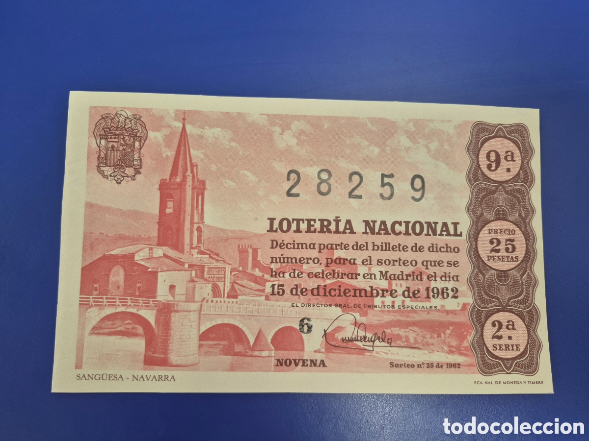 Loter&iacute;a nacional: LOTERIA NACIONAL SORTEO 35 DE 1962 SERIE 2
