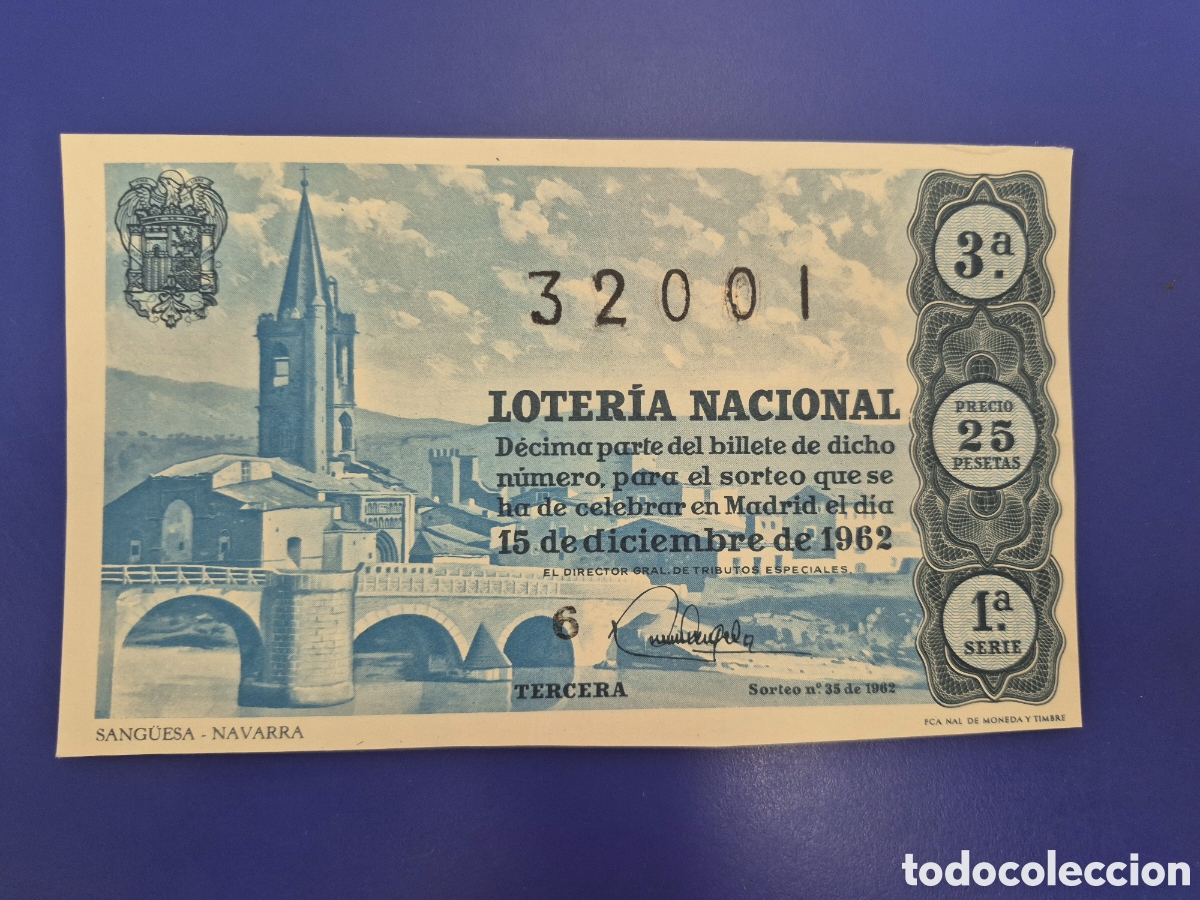 Loter&iacute;a nacional: LOTERIA NACIONAL SORTEO 35 DE 1962 SERIE 1