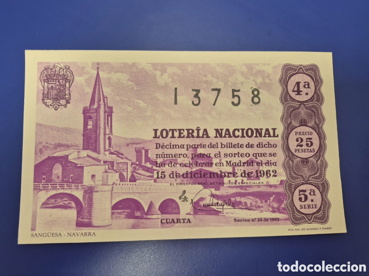 Loter&iacute;a nacional: LOTERIA NACIONAL SORTEO 35 DE 1962 SERIE 5