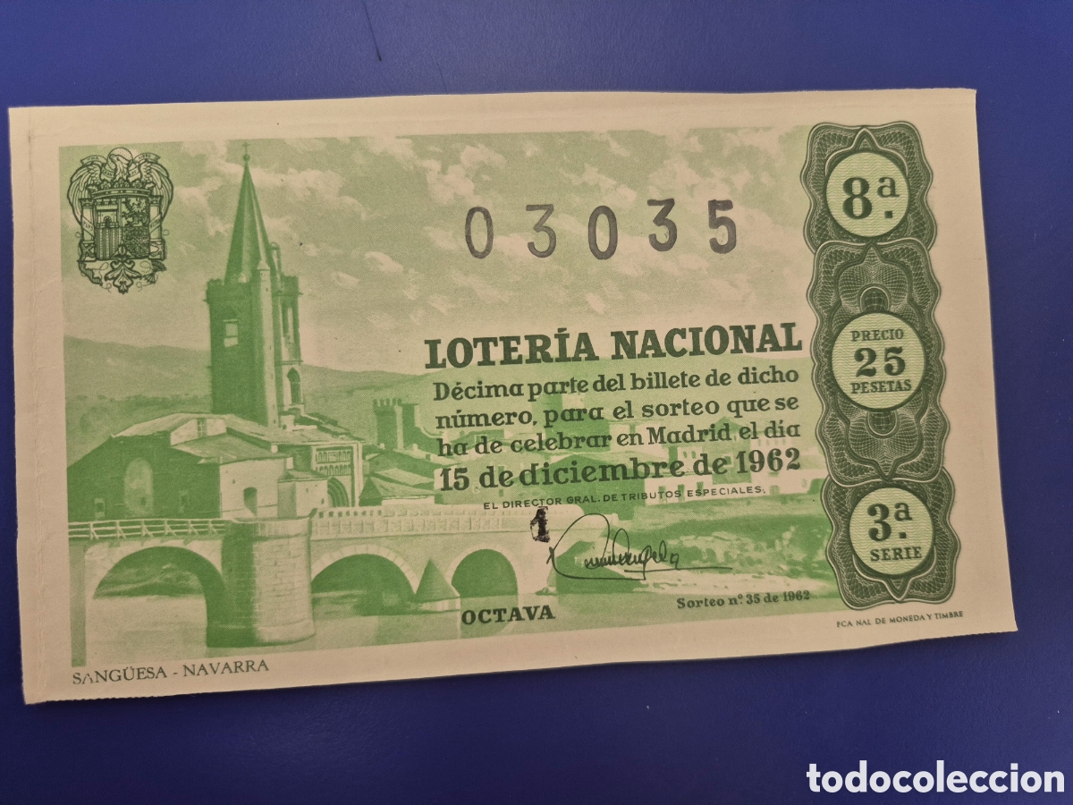 Loter&iacute;a nacional: LOTERIA NACIONAL SORTEO 35 DE 1962 SERIE 3