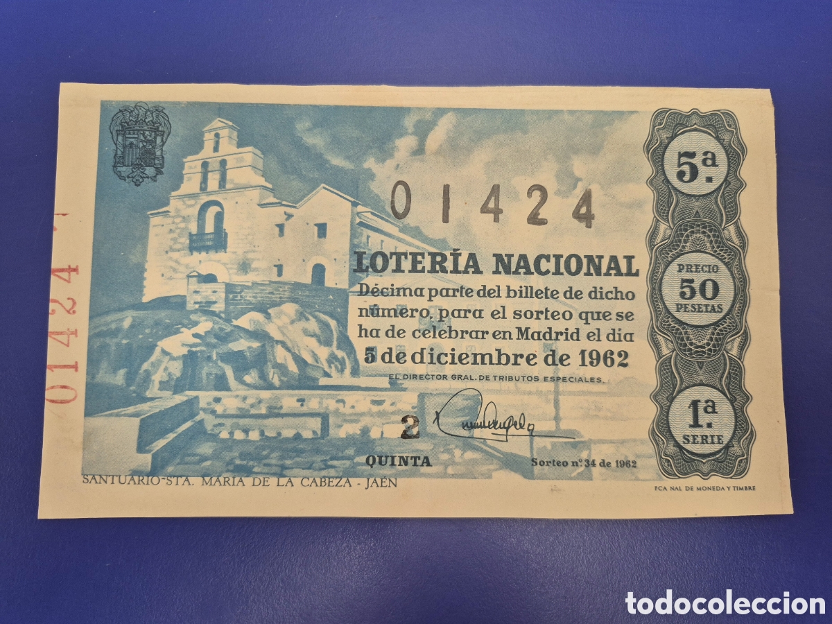 Loter&iacute;a nacional: LOTERIA NACIONAL SORTEO 35 DE 1962 SERIE 1