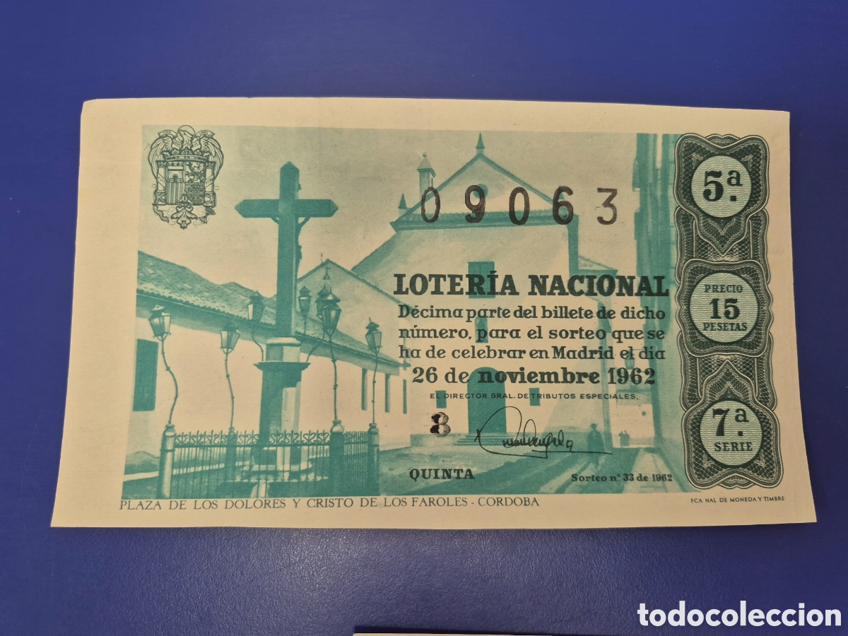 Loter&iacute;a nacional: LOTERIA NACIONAL SORTEO 33 DE 1962 SERIE 7