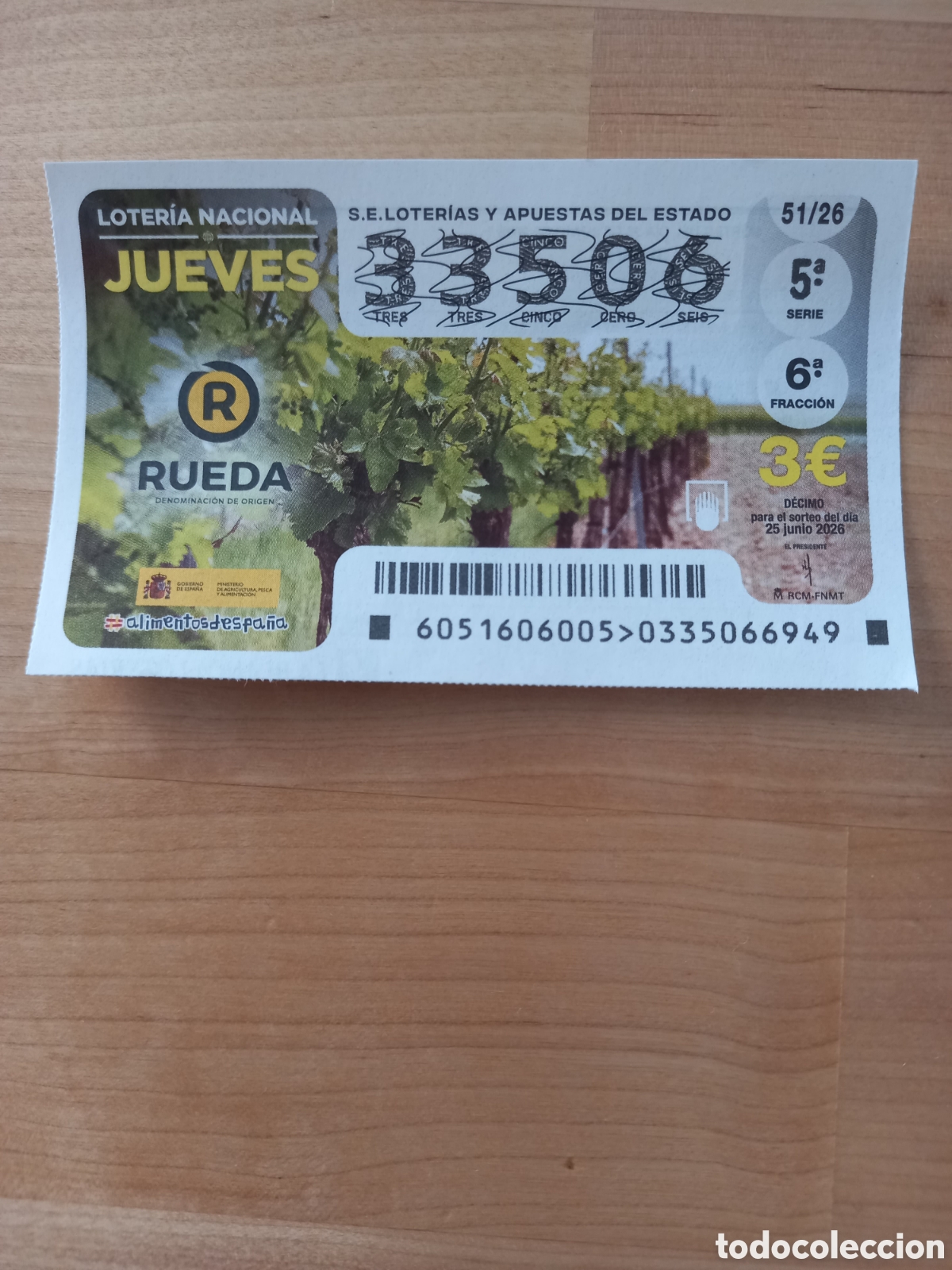 Loter&iacute;a nacional: LOTER&Iacute;A 25 JUNIO 2026 - RUEDA DENOMINACI&Oacute;N DE ORIGEN