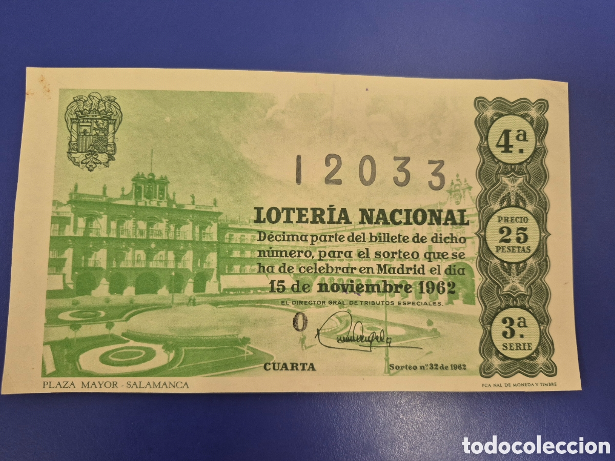 Loter&iacute;a nacional: LOTERIA NACIONAL SORTEO 32 DE 1962 SERIE 3