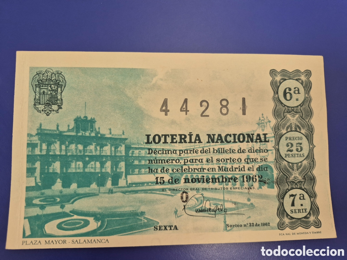 Loter&iacute;a nacional: LOTERIA NACIONAL SORTEO 32 DE 1962 SERIE 7