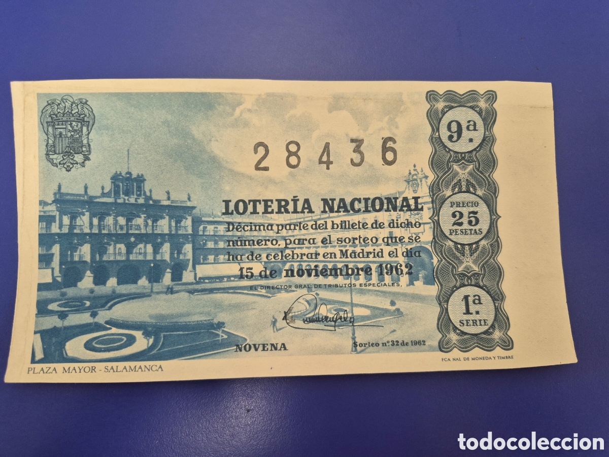 Loter&iacute;a nacional: LOTERIA NACIONAL SORTEO 32 DE 1962 SERIE 1