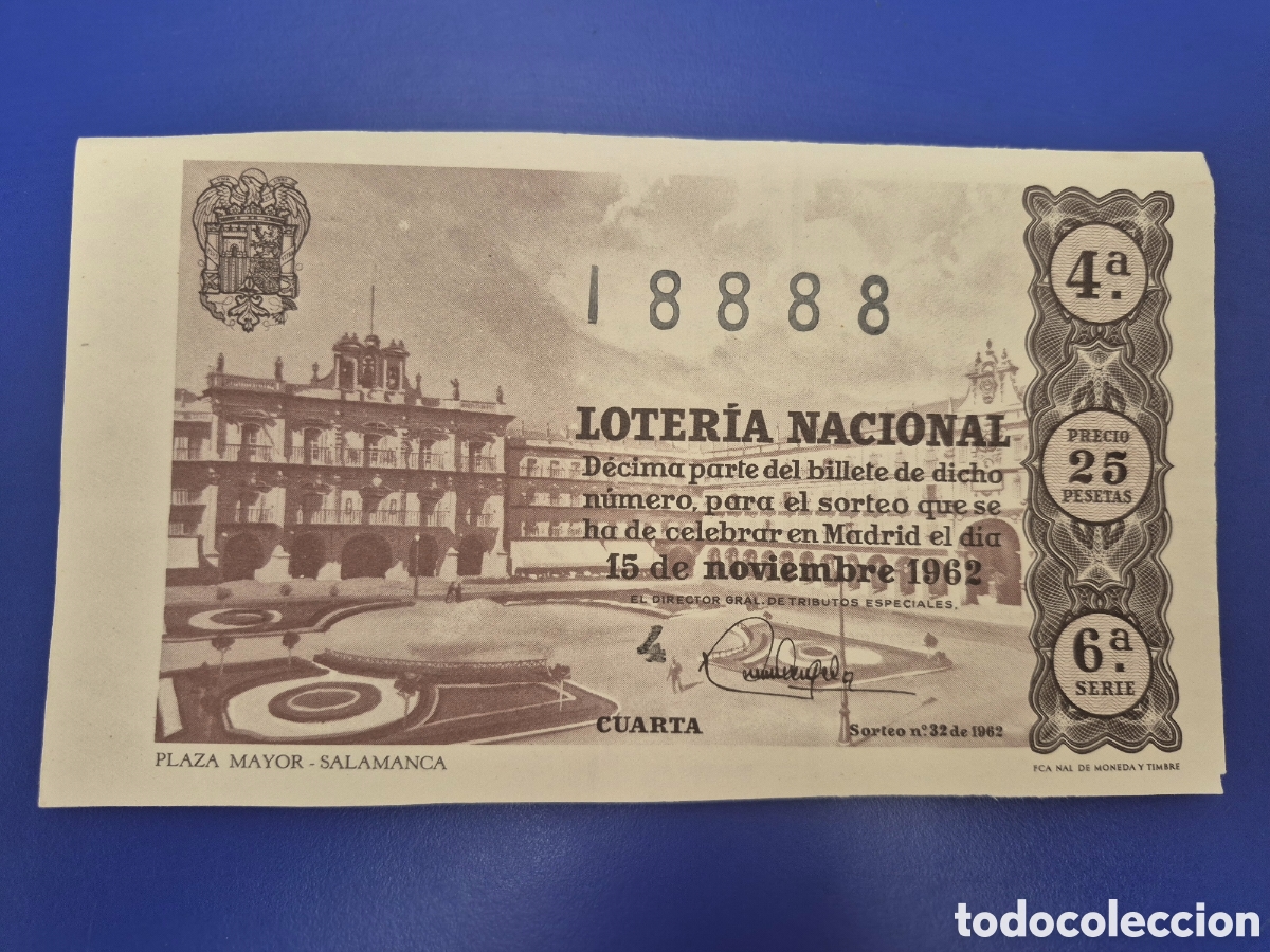 Loter&iacute;a nacional: LOTERIA NACIONAL SORTEO 32 DE 1962 SERIE 6