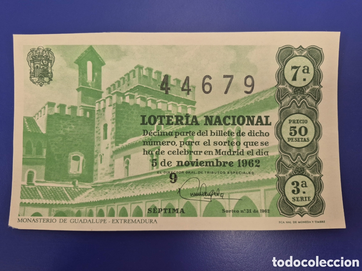 Loter&iacute;a nacional: LOTERIA NACIONAL SORTEO 31 DE 1962 SERIE 3