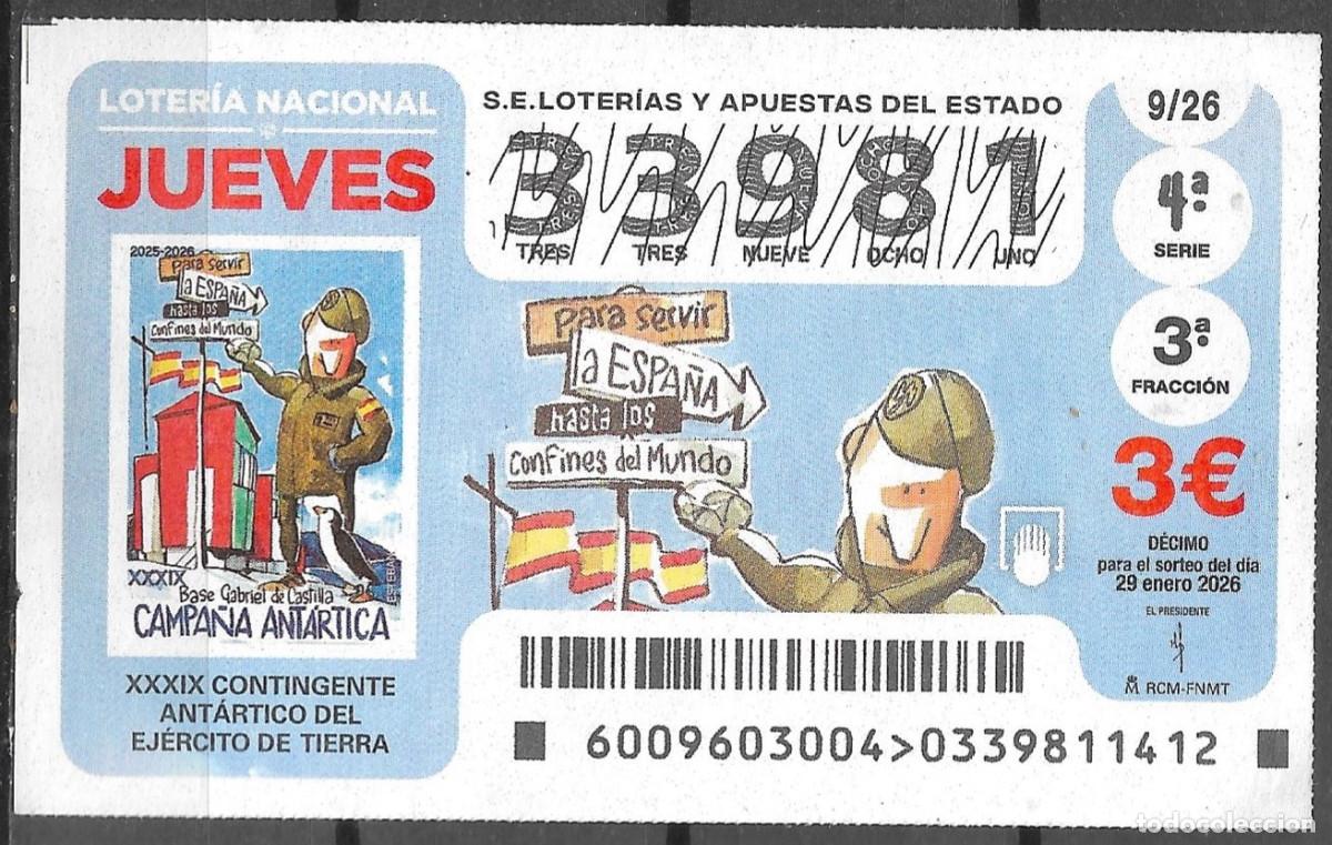 Loter&iacute;a nacional: LOTERIA DEL JUEVES,29/01/2026.