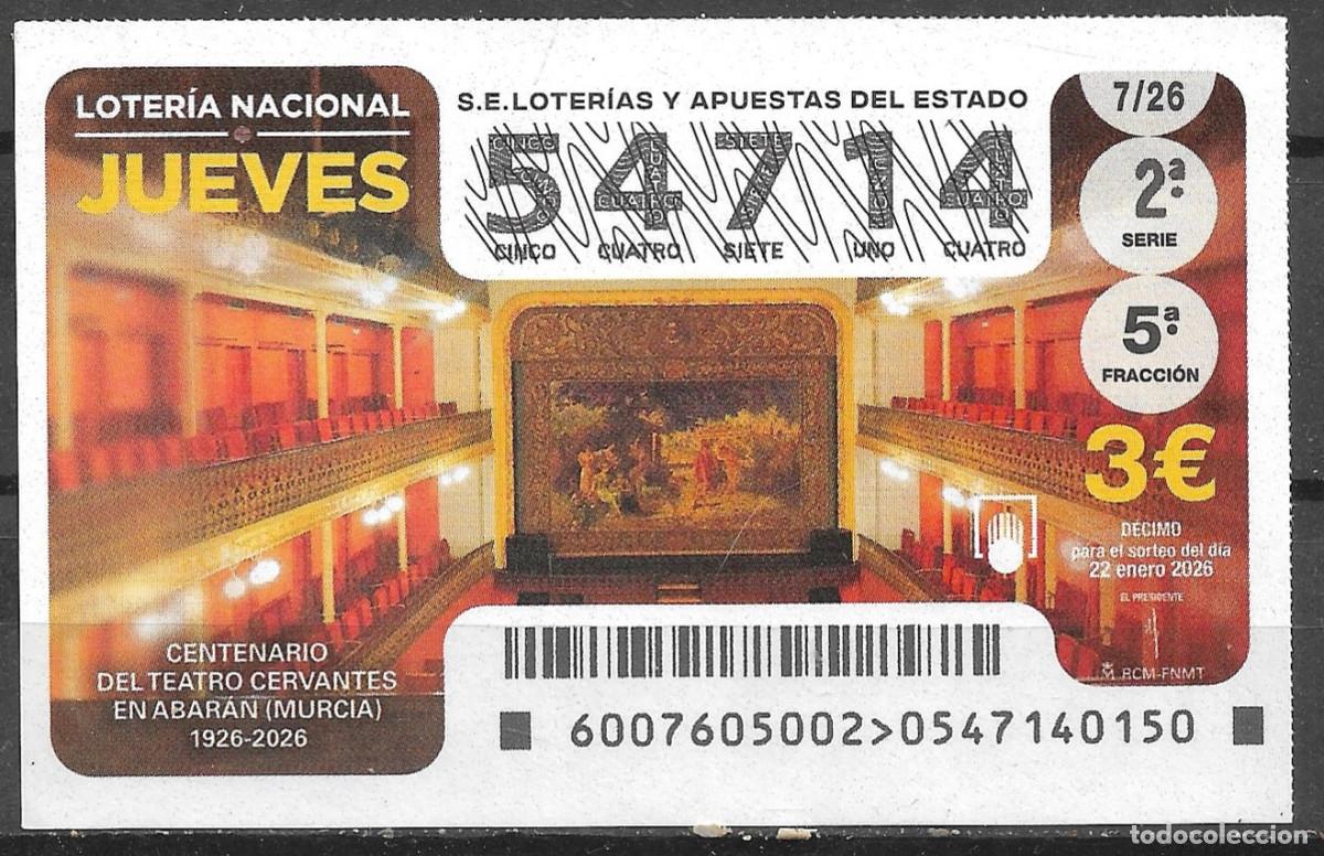 Loter&iacute;a nacional: LOTERIA DEL JUEVES,22/01/2026.