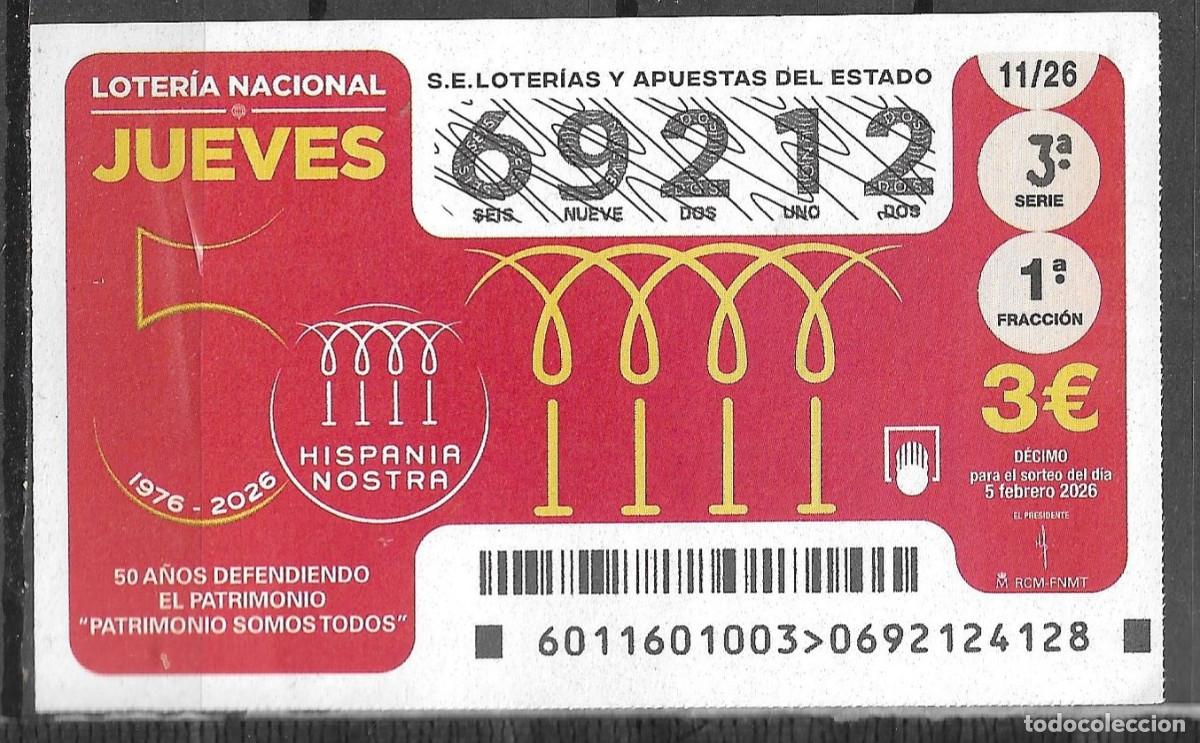 Loter&iacute;a nacional: LOTERIA DEL JUEVES,05/02/2026.