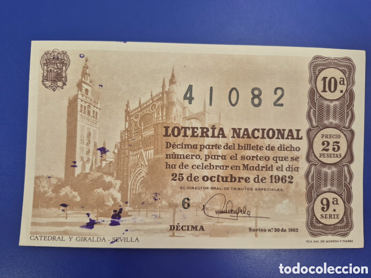 Loter&iacute;a nacional: LOTERIA NACIONAL SORTEO 30 DE 1962 SERIE 9