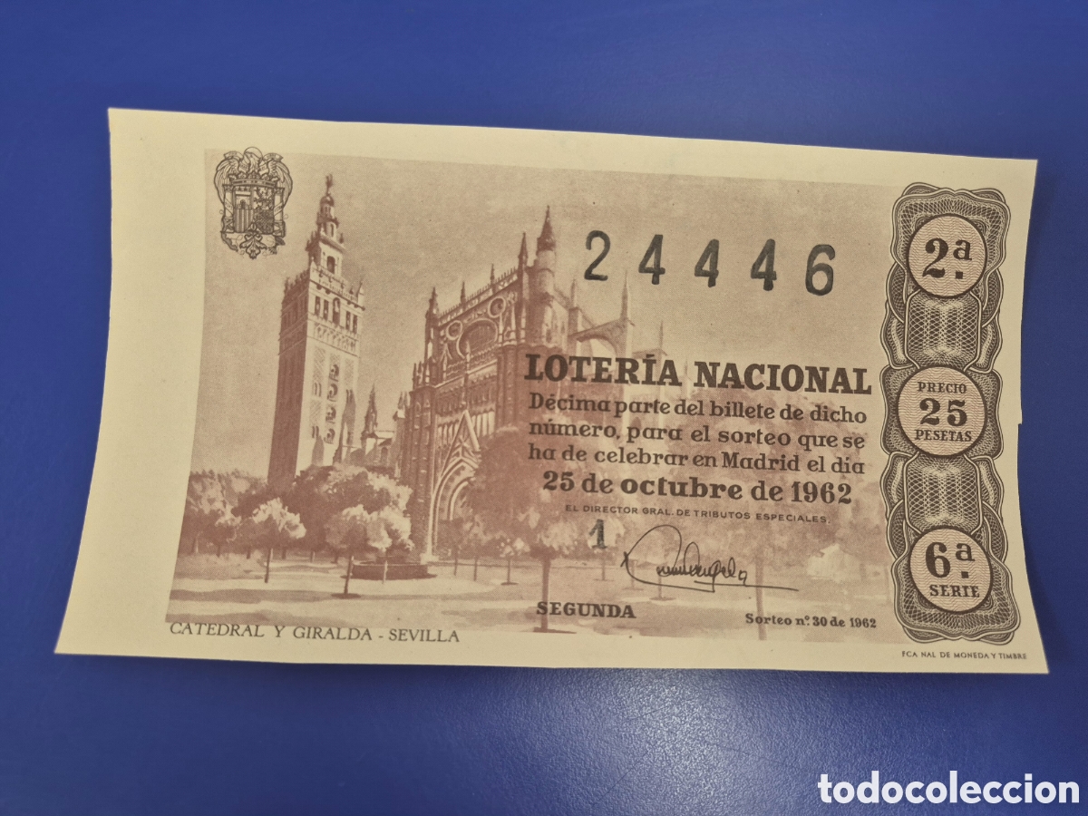 Loter&iacute;a nacional: LOTERIA NACIONAL SORTEO 30 DE 1962 SERIE 6
