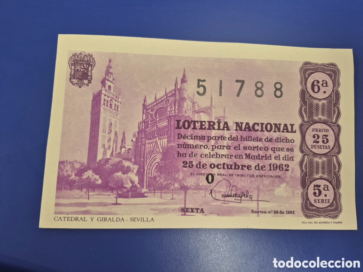 Loter&iacute;a nacional: LOTERIA NACIONAL SORTEO 30 DE 1962 SERIE 5