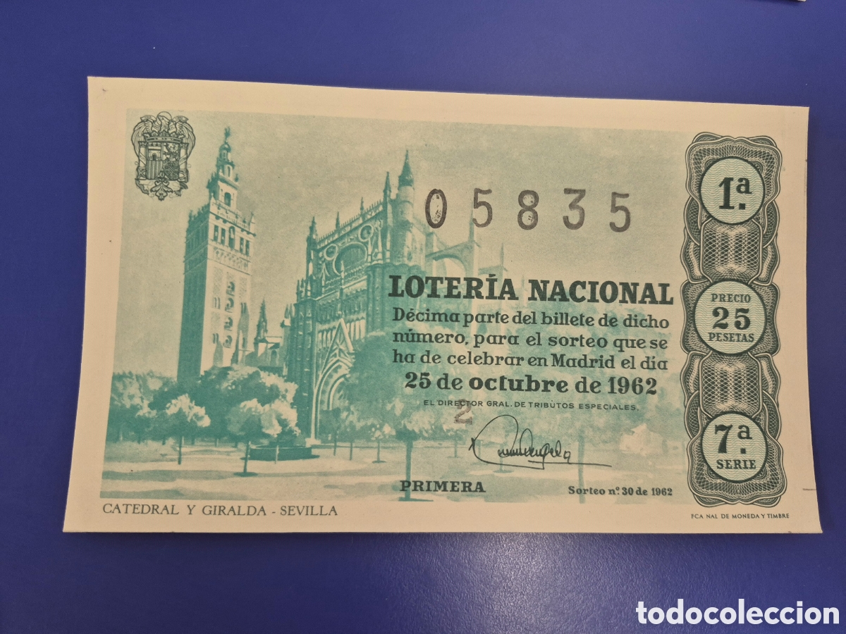 Loter&iacute;a nacional: LOTERIA NACIONAL SORTEO 30 DE 1962 SERIE 7