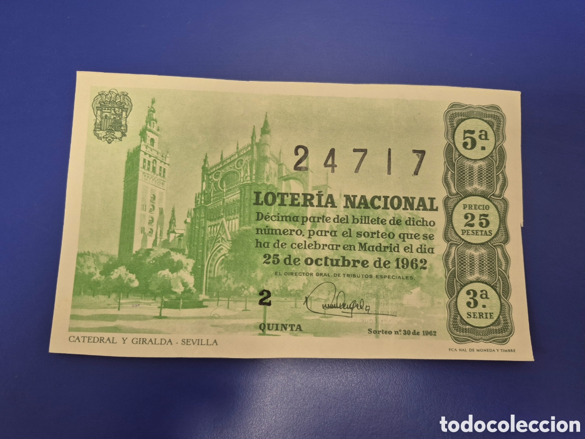 Loter&iacute;a nacional: LOTERIA NACIONAL SORTEO 30 DE 1962 SERIE 3