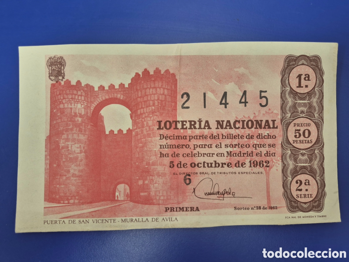 Loter&iacute;a nacional: LOTERIA NACIONAL SORTEO 28 DE 1962 SERIE 2
