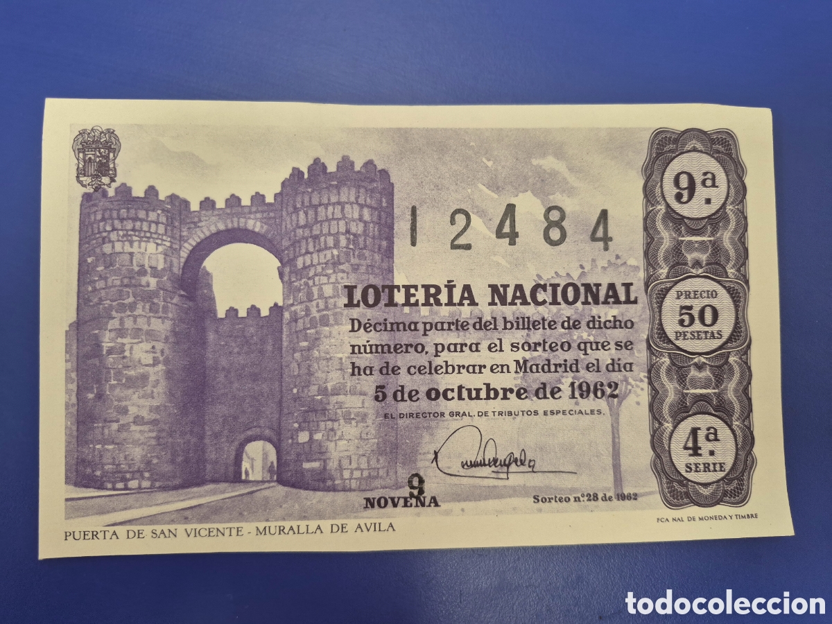 Loter&iacute;a nacional: LOTERIA NACIONAL SORTEO 28 DE 1962 SERIE 4