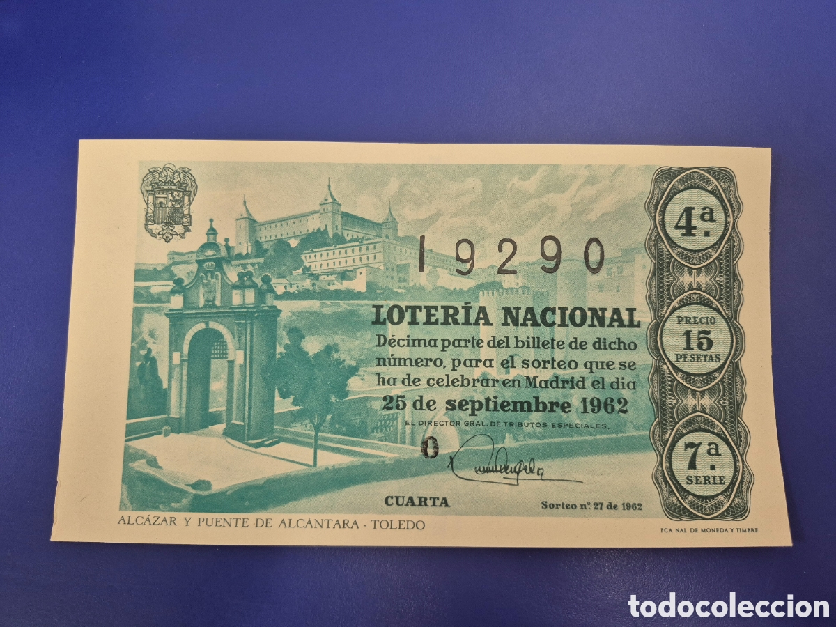 Loter&iacute;a nacional: LOTERIA NACIONAL SORTEO 27 DE 1962 SERIE 7