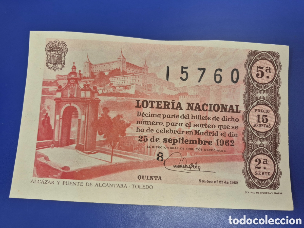 Loter&iacute;a nacional: LOTERIA NACIONAL SORTEO 27 DE 1962 SERIE 2