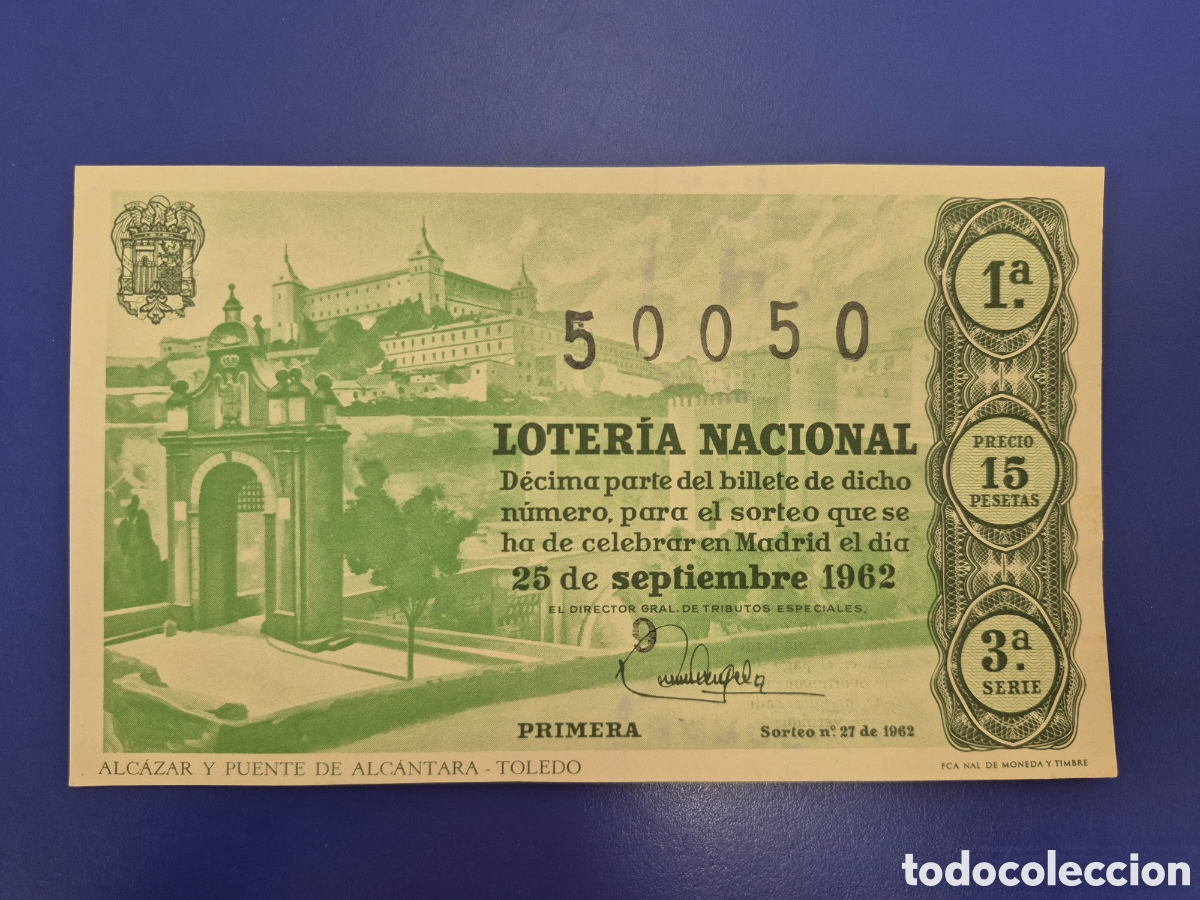 Loter&iacute;a nacional: LOTERIA NACIONAL SORTEO 27 DE 1962 SERIE 3